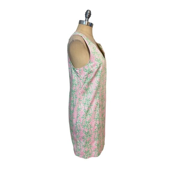 C&C California Sleeveless Pink & Green Palm Print Shift Dress size 12 - Picture 3 of 6